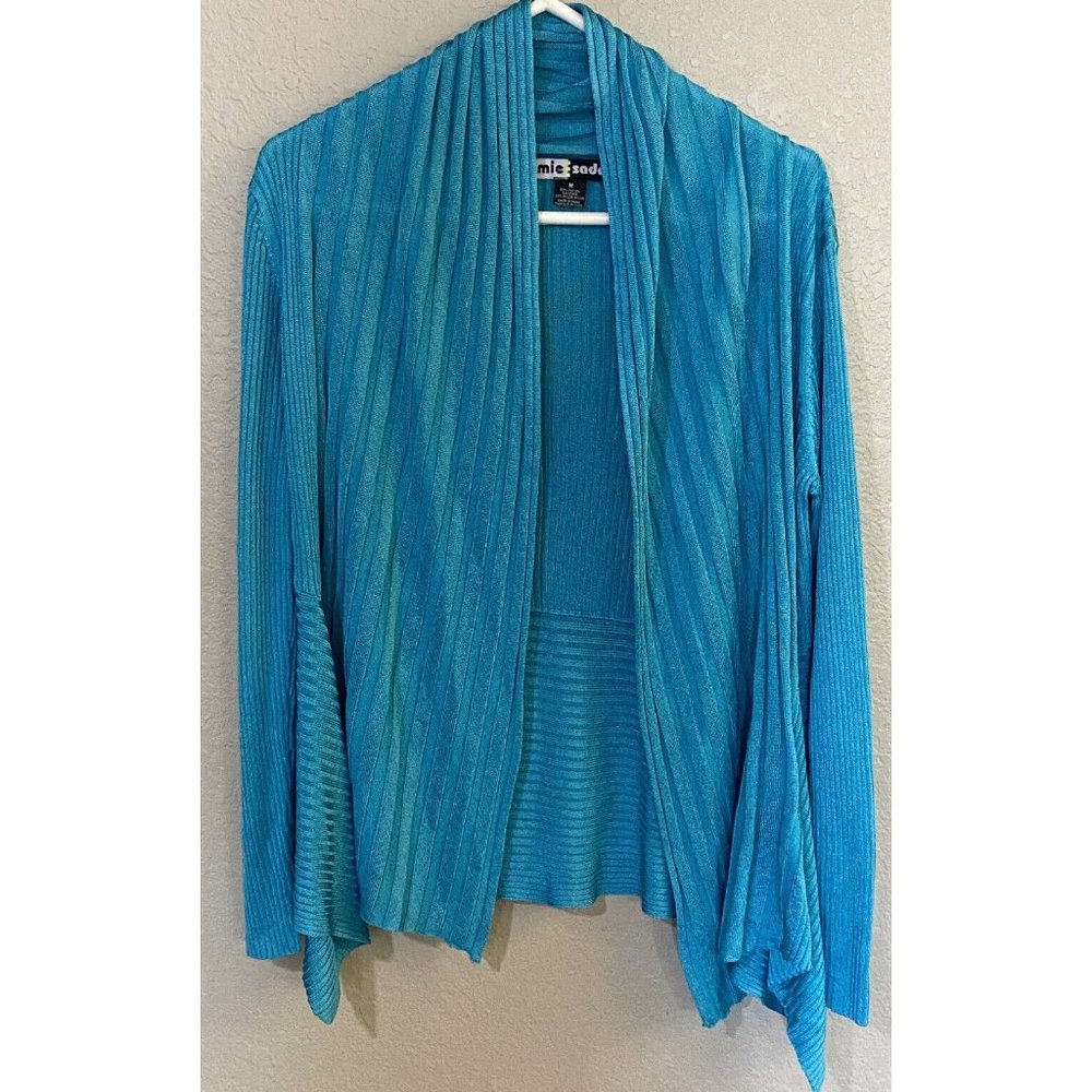 Jamie Sadock Women's Medium Long Sleeve Open Front Cardigan Golf Sweater Teal